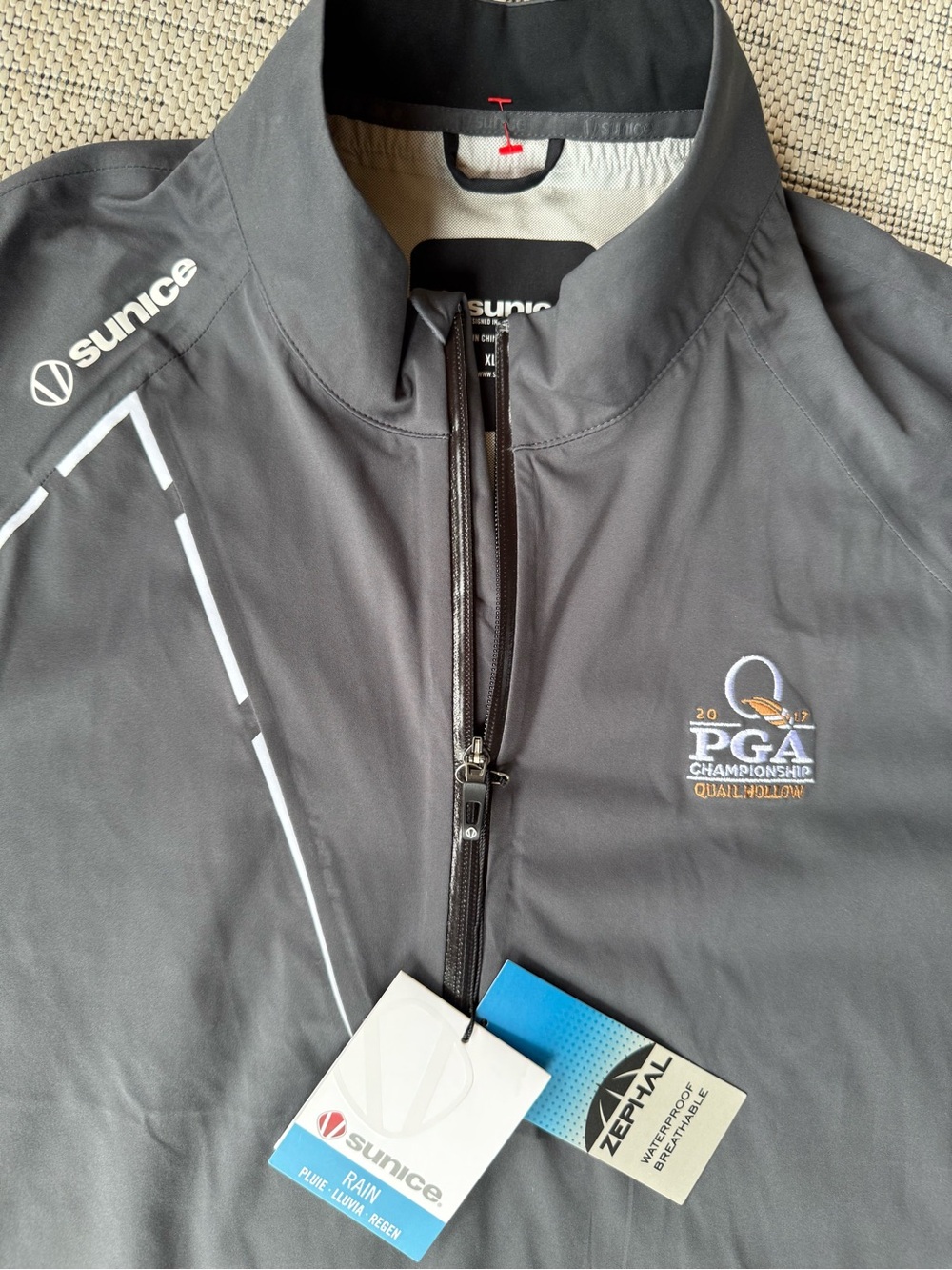Sunice Men's Gray PGA Championship Quail Hollow Golf Jacket XL New